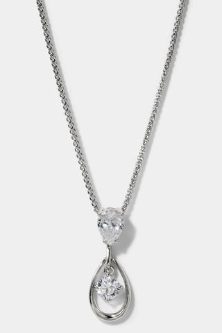IT GIRL PEAR DROP PENDANT NECKLACE IN RHODIUM PLATING