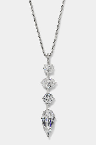 LUCIA LINEAR PENDANT NECKLACE IN RHODIUM PLATING
