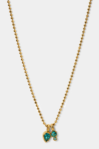 DELANCEY AQUA CHARM PENDANT NECKLACE IN GOLD PLATING