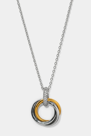 GEMINI TRIO RING PENDANT NECKLACE IN A TWO TONE FINISH