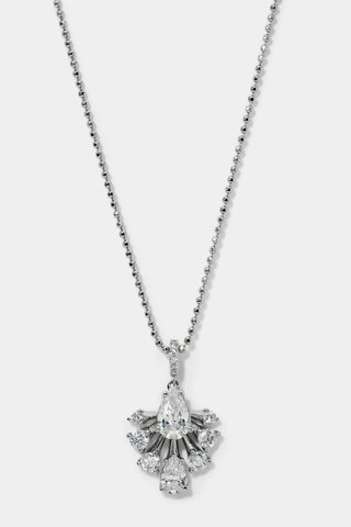 HERA FAN PENDANT NECKLACE IN RHODIUM PLATING