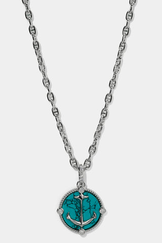 NADRI’S GLOBE TROTTER TURQUOISE ANCHOR PENDANT NECKLACE