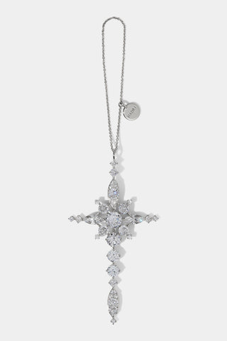 GOOD CHEER CROSS ORNAMENT IN RHODIUM
