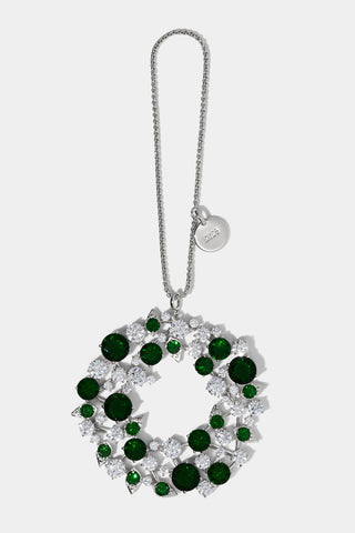 GOOD CHEER WREATH ORNAMENT IN RHODIUM PLATING