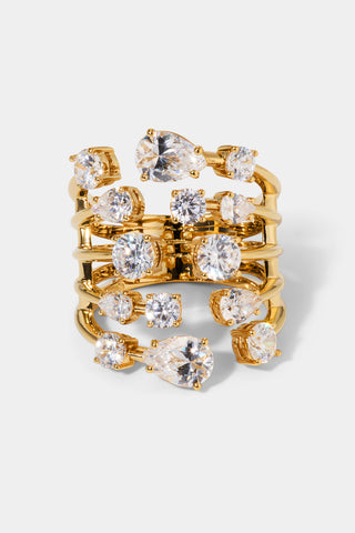 HOLLYWOOD MULTI ROW RING IN GOLD