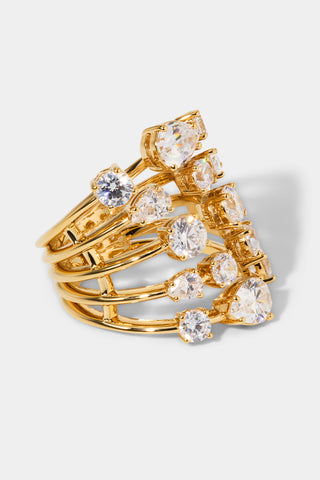HOLLYWOOD MULTI ROW RING IN GOLD SIDE VIEW