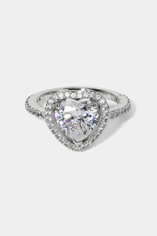 LE BISOU HALO HEART RING IN RHODIUM PLATING