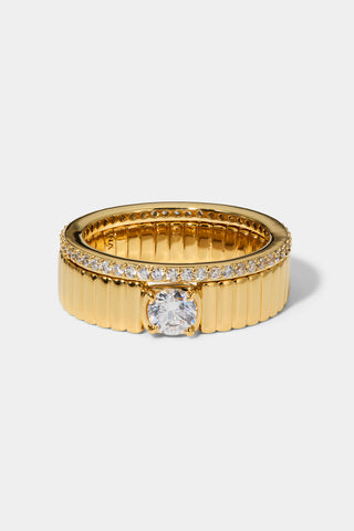 DELANCEY SOLITAIRE RING SET IN GOLD PLATING