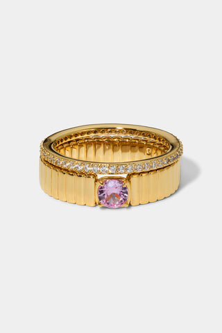 DELANCEY PINK SOLITAIRE RING IN GOLD PLATING