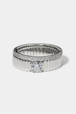 DELANCEY SOLITAIRE RING IN RHODIUM PLATING