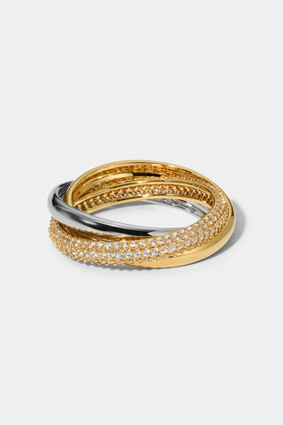 GEMINI TRIO RING IN GOLD AND RHODIUM PLATING