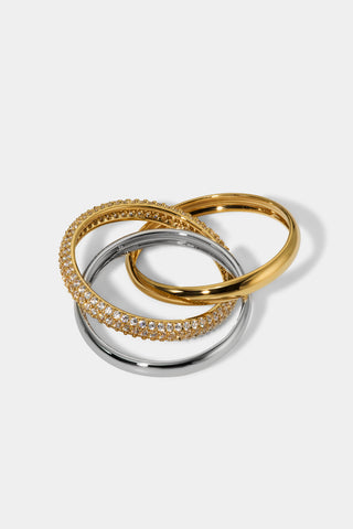 GEMINI TRIO RING IN GOLD AND RHODIUM PLATING
