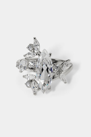 CANNES MARQUEE VINE RING IN RHODIUM PLATING