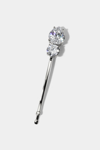 PEAR AND ROUND CZ BOBBY PIN IN RHODIUM PLATING