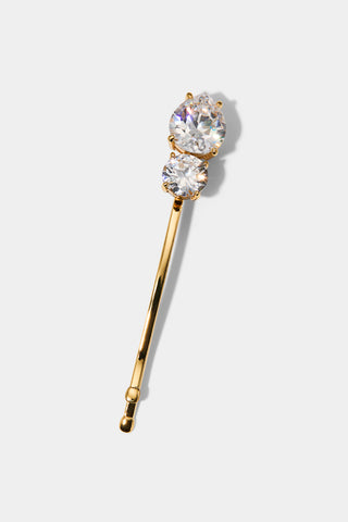 PEAR AND ROUND CZ BOBBY PIN IN GOLD PLATING
