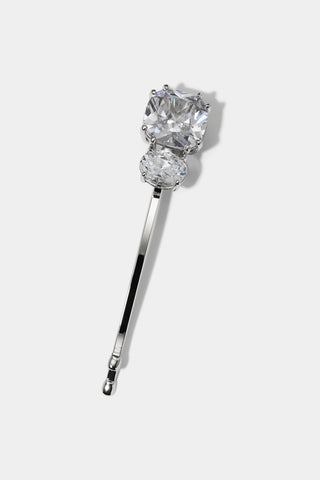 CUSHION AND OVAL CZ BOBBY PIN IN SILVER TONE