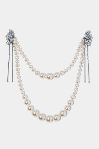 NADRI’S PEARL SWAG HAIR PIN IN A SILVER TONE