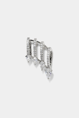 BONNE ANNÉE MULTI ROW CUFF EARRINGS IN RHODIUM PLATING