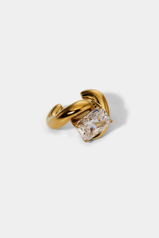 PHENOM SINGLE EMERALD CUFF EARRING IN GOLD PLATING