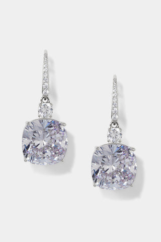 MACARON CZ DROP EARRINGS IN RHODIUM PLATING