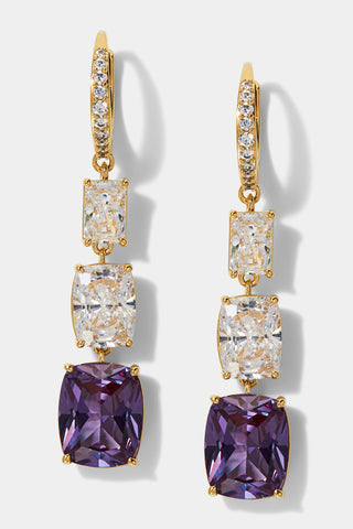 NORTHERN LIGHTS GRADUATED PURPLE CZ DROP LEVERBACK EARRINGS