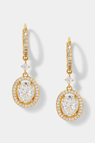 RADIANT OVAL HALO CZ LEVERBACK EARRINGS