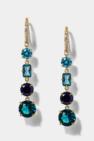 STELLAR MULTI STONE LINEAR LEVERBACK EARRINGS