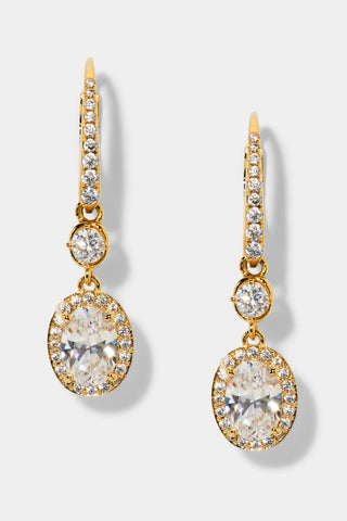 MAIDEN HALO OVAL LEVERBACK EARRINGS IN GOLD PLATING