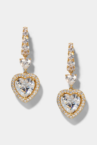 LE BISOU HALO HEART LEVERBACK EARRINGS IN GOLD PLATING