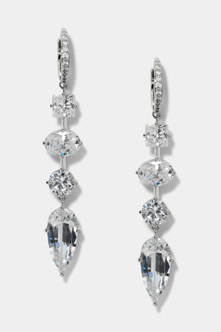 LUCIA LINEAR LEVERBACK EARRINGS IN RHODIUM PLATING