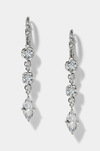 DELANCEY LINEAR LEVERBACK EARRINGS IN RHODIUM PLATING