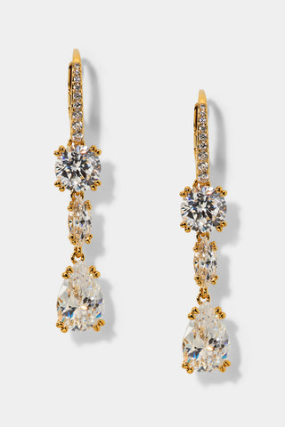 TWINNIE LEVERBACK DROP EARRINGS IN GOLD PLATING