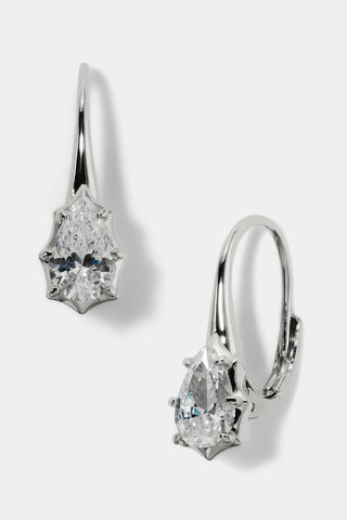 SUPERNOVA FROZEN LEVERBACK EARRINGS IN RHODIUM PLATING