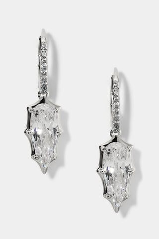 SUPERNOVA DROP LEVERBACK EARRINGS IN RHODIUM PLATING