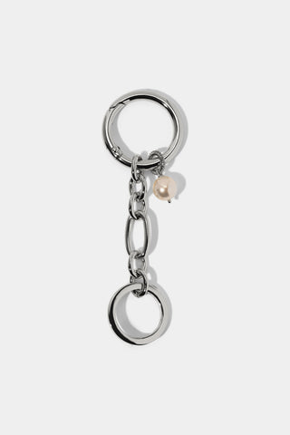 SILVER-TONED BON VOYAGE PEARL CHAIN CHARM 3