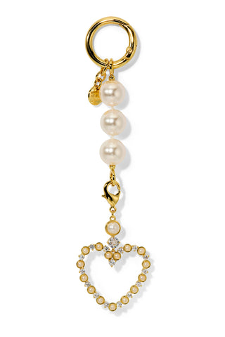 CZ AND PEARL HEART BAG CHARM