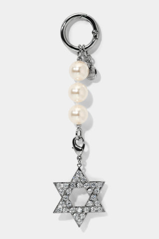 Star of David bag charm with a pearls chain. 
