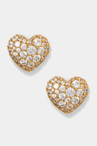 GIFTED PAVE CZ HEART EARRINGS IN GOLD PLATING