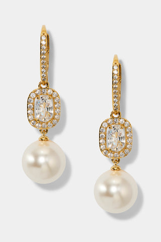 UNDER THE SEA PEARL LEVERBACK EARRINGS IN GOLD PLATING