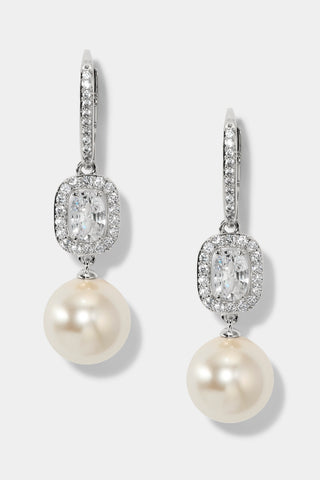 UNDER THE SEA PEARL LEVERBACK EARRINGS IN RHODIUM PLATING