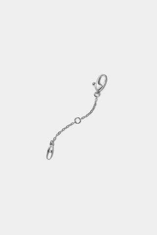 Silver chain extender with lobster clasp on a white background