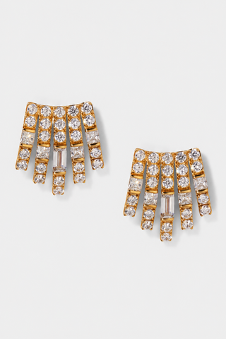 DELPHINE MULTI ROW CZ STUD EARRING IN GOLD PLATING