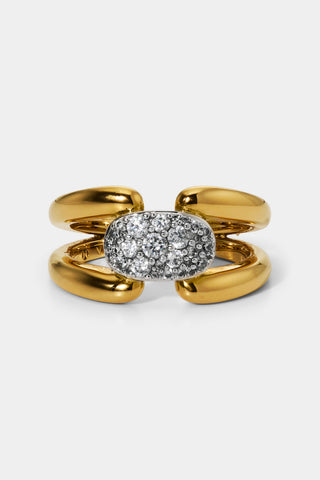 EDIE RING IN GOLD AND RHODIUM PLATING