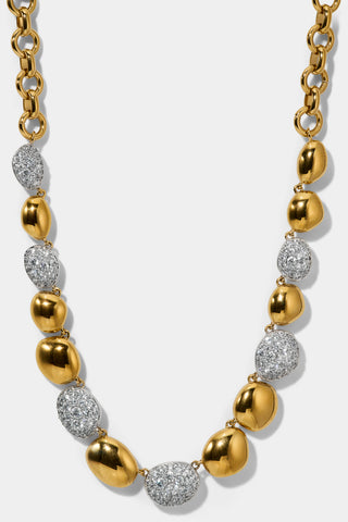 PEBBLES FRONTAL NECKLACE IN GOLD AND RHODIUM PLATING