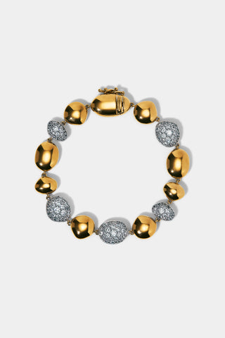 PEBBLES LINE BRACELET IN GOLD AND RHODIUM PLATING