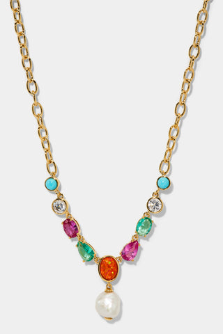 FRIEDA MULTI PEARL FRONTAL NECKLACE IN GOLD PLATING
