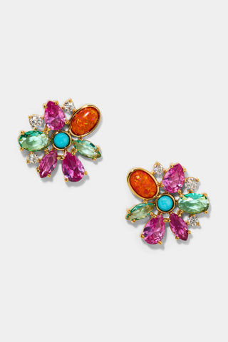 FRIEDA FLORAL STUDS EARRINGS IN GOLD PLATING