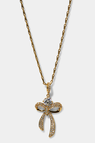EROS BOW AND CZ PENDANT NECKLACE
