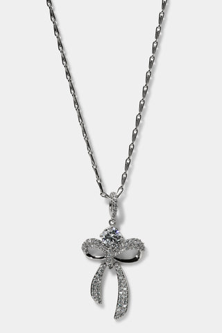 EROS BOW AND CZ PENDANT NECKLACE