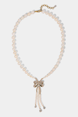 EROS BOW PEARL NECKLACE IN GOLD PLATING